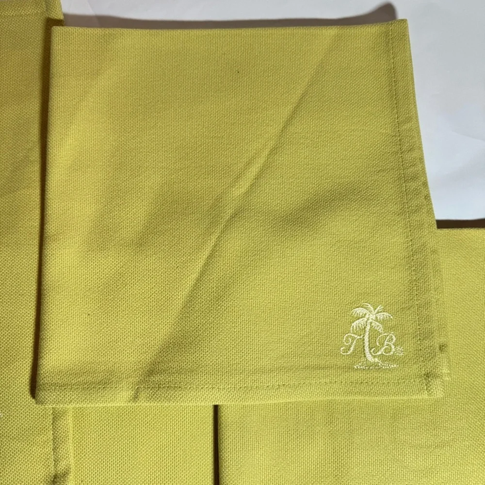 Tommy Bahama Set of 2 Lime Green Placemats & Napkins Embroidered Palm Tree Logo